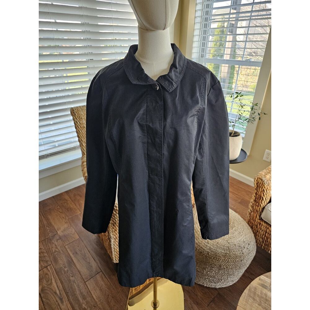 Eddie Bauer Black Lined Trench Coat Women's Size XL Dressy Career